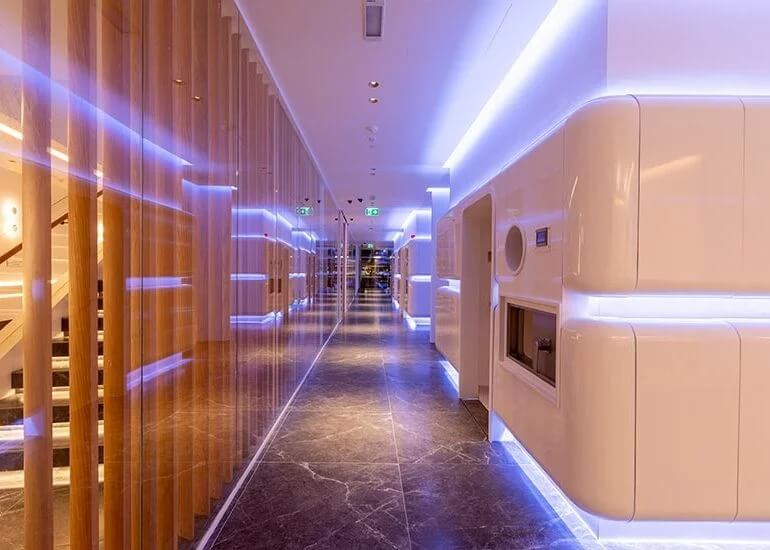 Ultra high-end healthcare facility with strip LED lighting