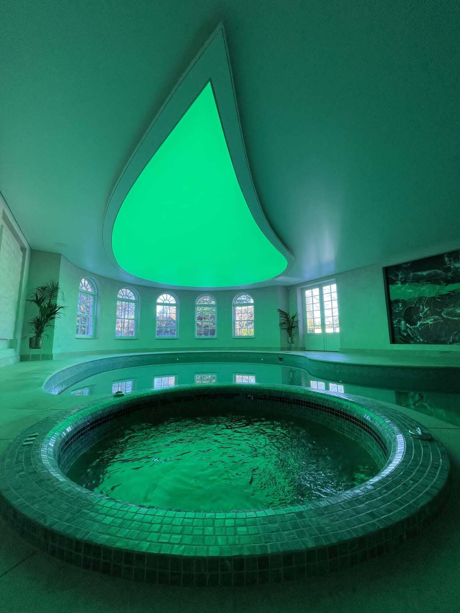 Kenston Indoor spa with a bespoke taersrop ceiling light