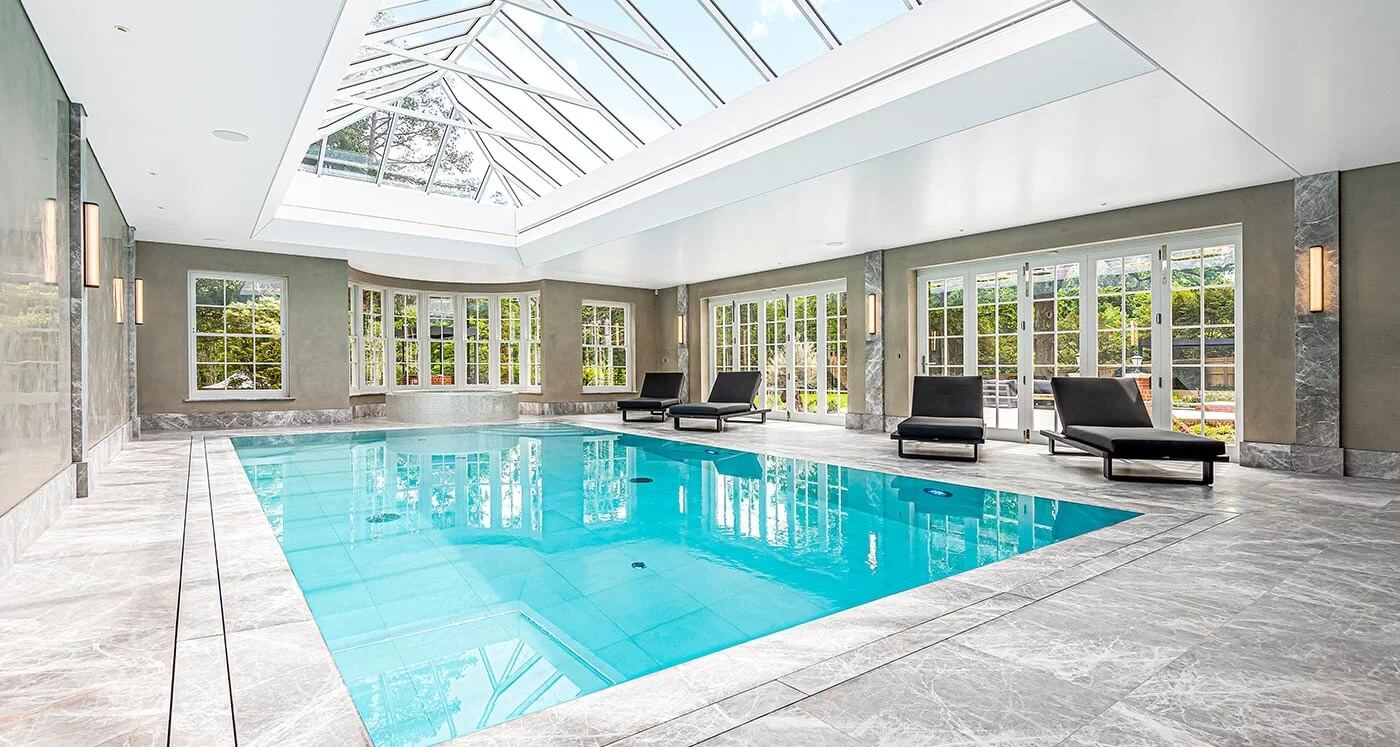 Swimming pool stretch ceiling