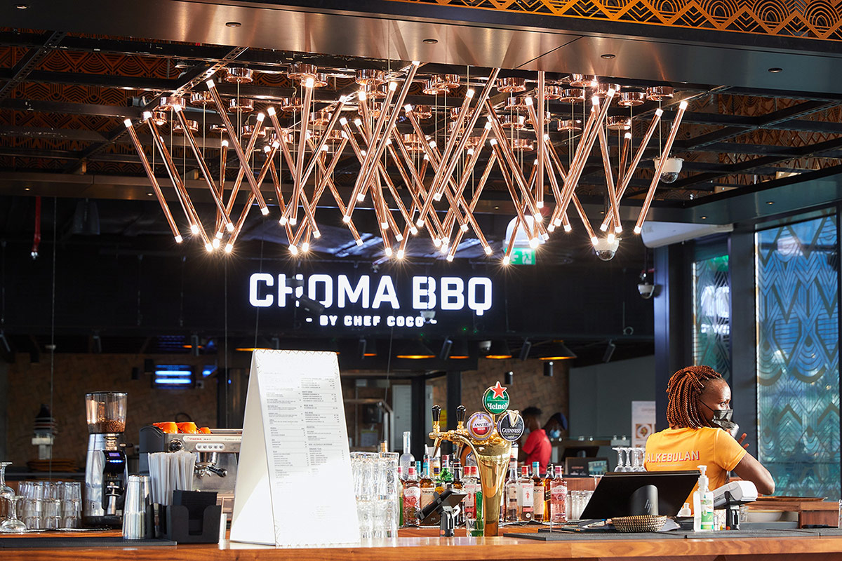 Choma BBQs bar close up image with LED lights