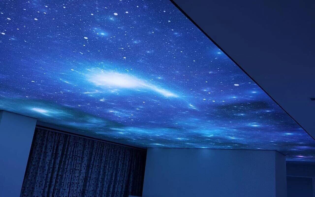Printed ceiling of a star sky