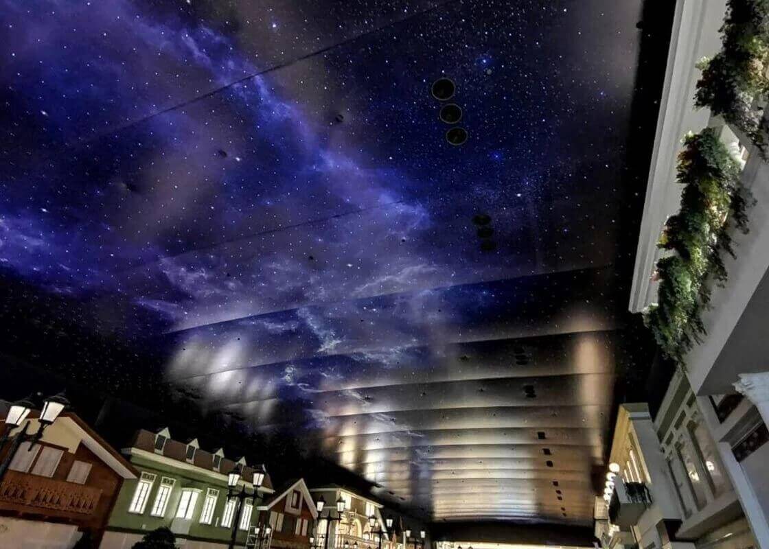 Printed stretch night sky with fibre optics