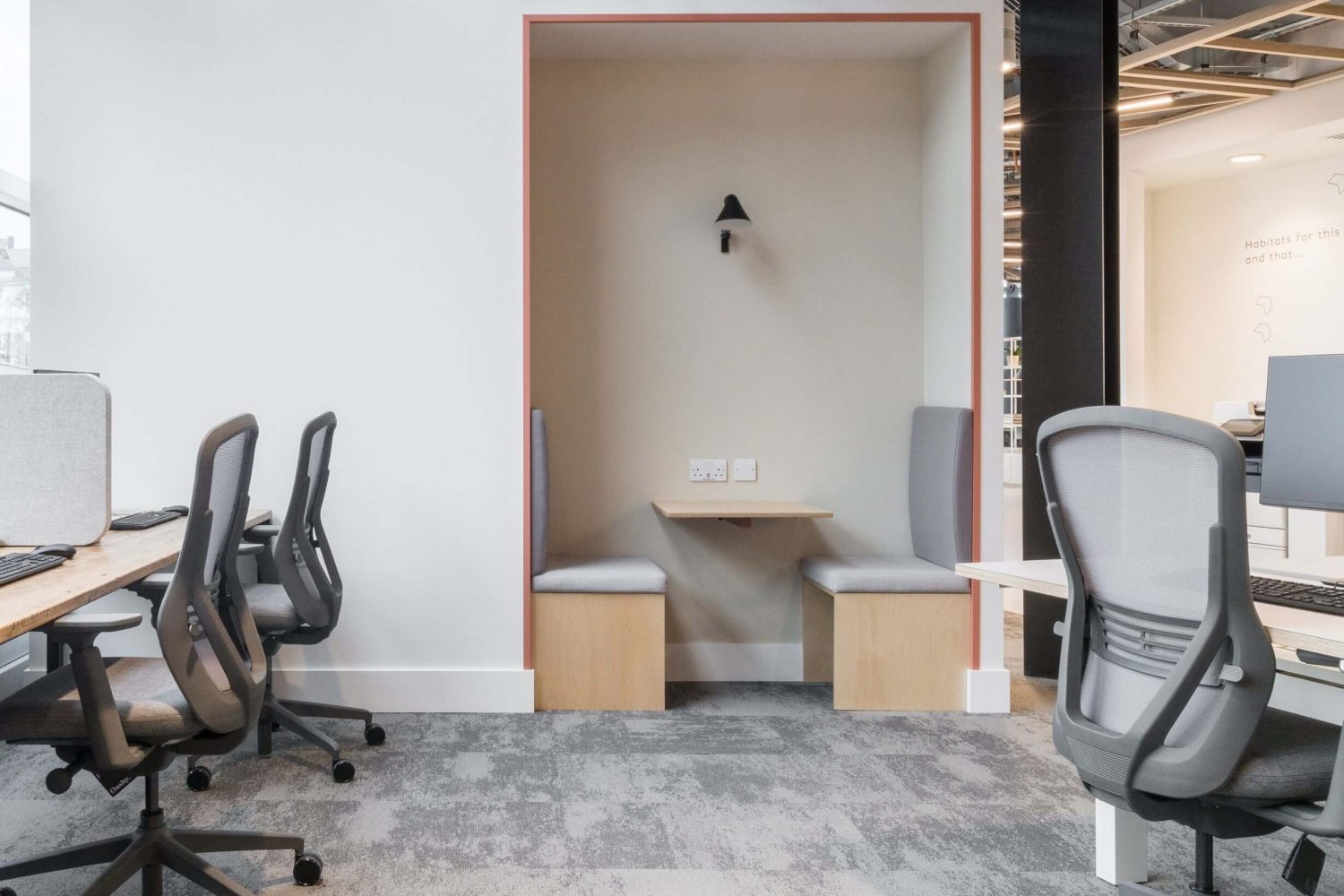 enclosed seating area in an office space